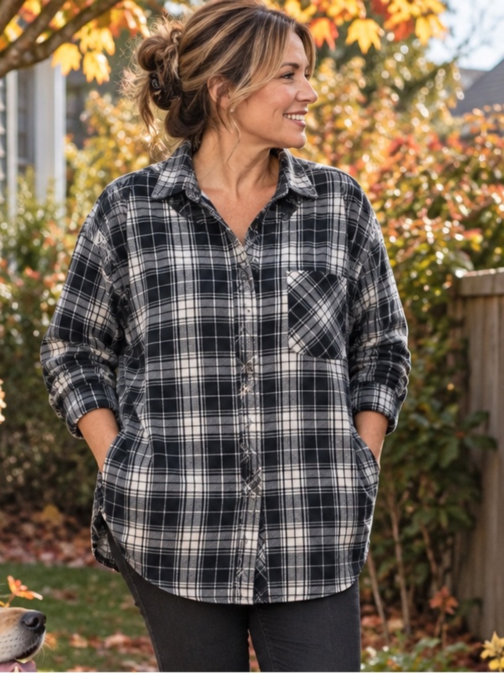 Wild Fable XXL Plaid Flannel Oversized Button Down Shirt Tunic Pockets